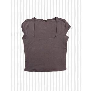 Garage Fitted Square Neck Top Brown Size M